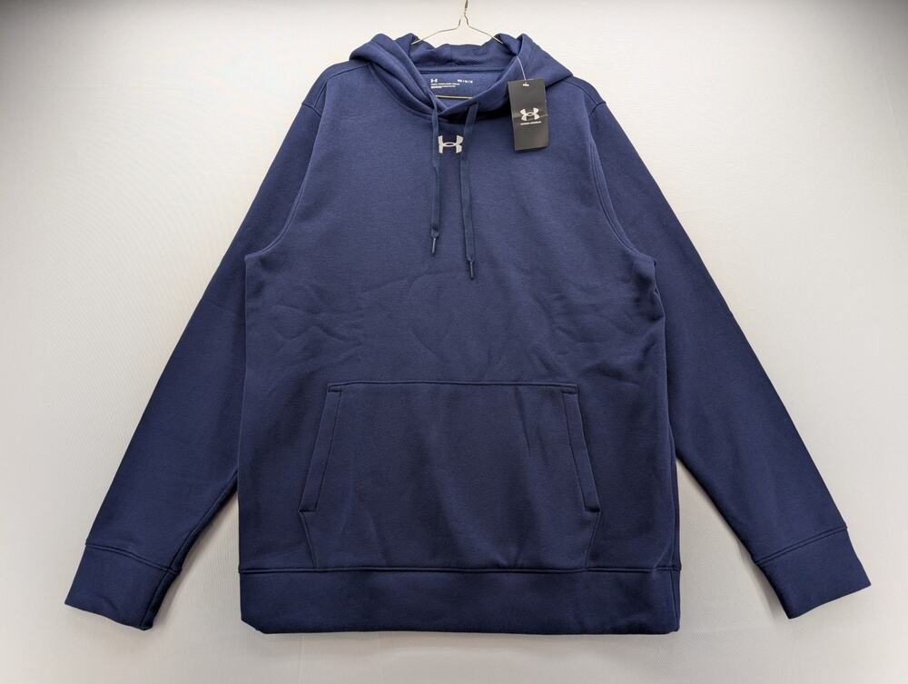 NWT Under Armour Men's UA Hustle Fleece Hoodie in Midnight Navy size Medium